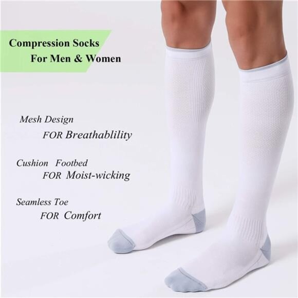 3 Pairs Compression Socks for Women and Men 20-30mmHg-Circulation - Picture 2 of 6